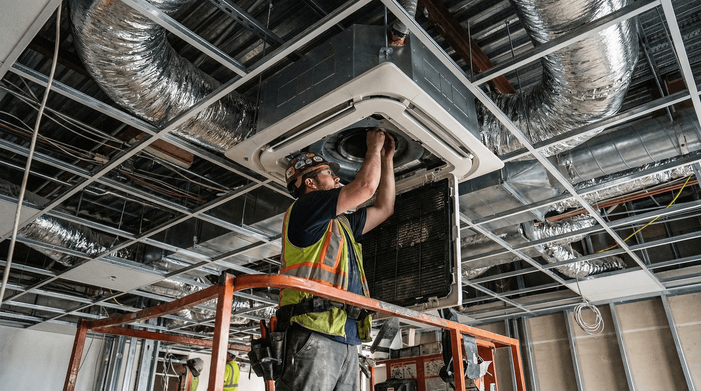 天井型空調の設置工事